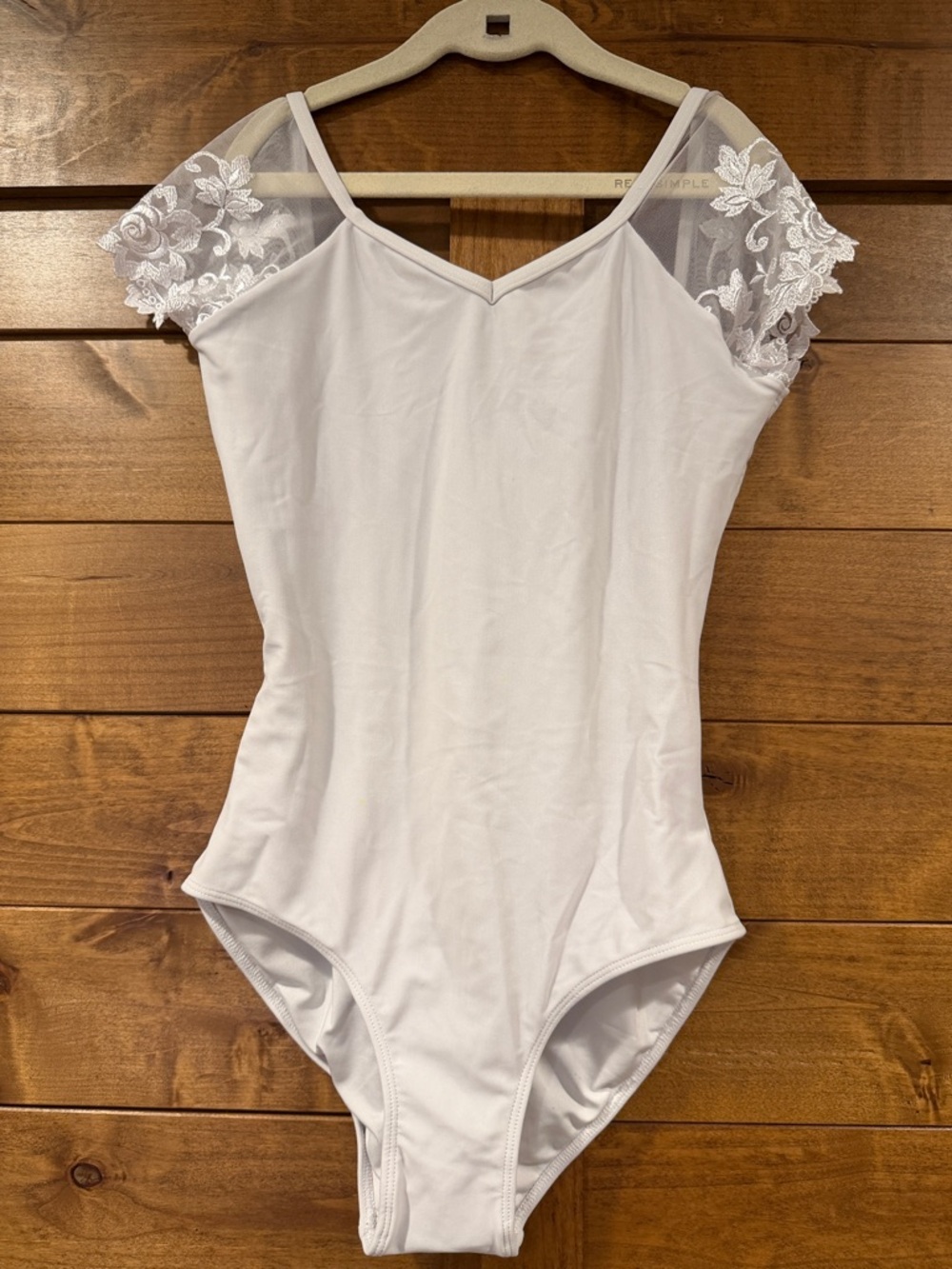 Ballet Rosa JOSEPHINE White Lace Cap-Sleeve Leotard - size S